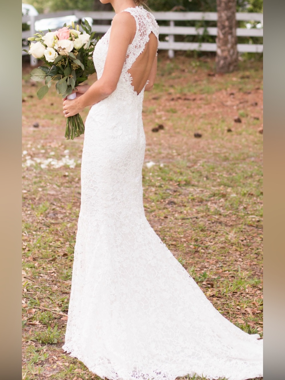 Maggie Sottero Ivory Lace V-Neck Wedding Dress